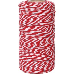 Ficelle de Noël rouge et blanche de 200 m de ficelle de coton colorée pour travaux manuels travaux manuels jardinage et emballage cadeau - B34K8PACL