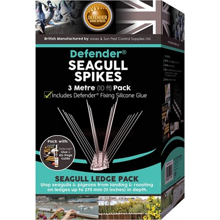 Defender Bird Spikes Kit dissuasif Contre Les mouettes Guide d'installation et Colle Transparent 3 m - BJDNKNMKZ