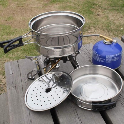 DYXYH 3PCS Set Pot NO-Stick Pots PANS PORTATIF Portable Camping en Plein air Randonnée Cuisine Cuisine Vaisselle de Voyage - BB1WQZEUS