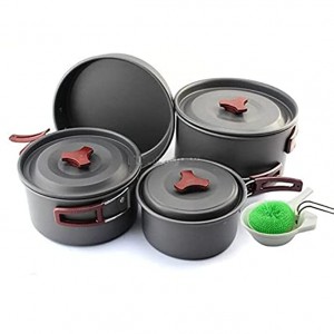 Mzxun Personnes de batterie de cuisine en plein air Combinée Pot Set Pique Pique-nique Set Traitement d'oxydation dure - BNN38LIVE
