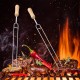 Fourchettes à barbecue longue fourchette en acier inoxydable de 15,7 pouces manche en bois en forme de U pour barbecue brochettes à rôtir pour camping feu de camp bâtons extensibles pour cheminée - BQANHNOJS