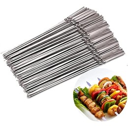 Freenfitmall Lot de 20 brochettes plates en acier inoxydable pour barbecue - BJJAEGLJZ