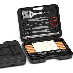 GKTF Kit Barbecue Ustensiles Barbecue Ensemble Ustensiles de Barbecue en Acier Inoxydable avec Mallette Set Barbecue pour Hommes Femmes Camping Barbecue - B17KKMVNY