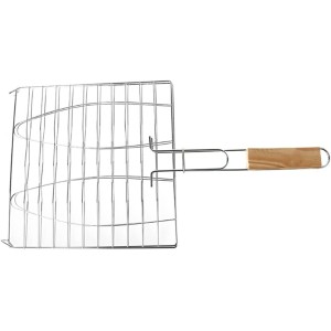 Un Barbecue Ensemble d'outils Barbecue Grilling Basket Grill BBQ Net Wooden Handle Meat Fish Vegetable BBQ Tools Grill Accessories Color : A Size : 1pcs - BMH7NBYZE