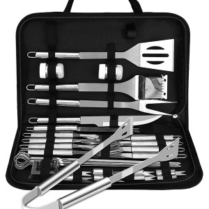 Vpcok Direct Kit Barbecue 33 pcs Accessoires Barbecue Set Barbecue Malette Barbecue for Camping Garden Made of Stainless Steel with Carrying Bag - B4E4VNMSF