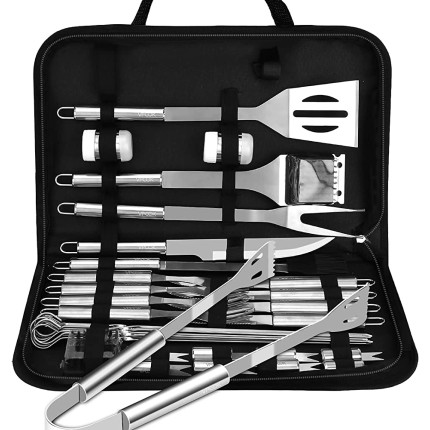 Vpcok Direct Kit Barbecue 33 pcs Accessoires Barbecue Set Barbecue Malette Barbecue for Camping Garden Made of Stainless Steel with Carrying Bag - B4E4VNMSF