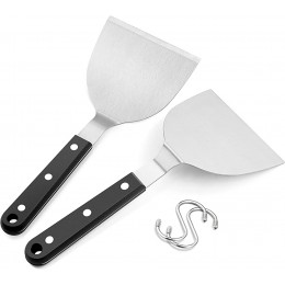 HaSteeL Lot de 2 spatules en métal Spatule en acier inoxydable avec poignées en plastique ABS Outils professionnels pour griller Pour l'intérieur et l'extérieur Passe au lave-vaisselle - BKVMKUQVF