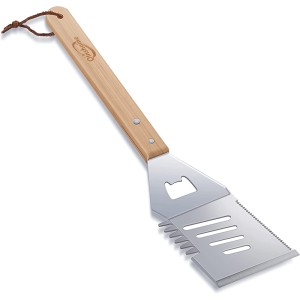 Qinshaine Spatule de barbecue 4 en 1 spatule multifonction avec poignée en bois parfaite pour les barbecues et les brochettes pour le camping et les pique-niques. - B3JEBMFJP
