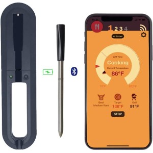 DWGYQ Thermomètre sans Fil Bluetooth pour Barbecue Trois Modes de adaptés à la température des Aliments tels Que Le bœuf Le Veau l'agneau Le Poulet etc. - BBQHHNTUU