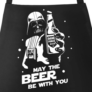 MoonWorks® Tablier de barbecue humoristique pour homme avec inscription « May The Beer be with You Parodie Space Saga » Cadeau de barbecue Noir Taille unique - B75AVBEHU