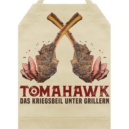 Soreso Tablier de barbecue beige pour homme Tomahawk avec inscription « Guegsbachette sous Grillern » - BKWM2JTUN
