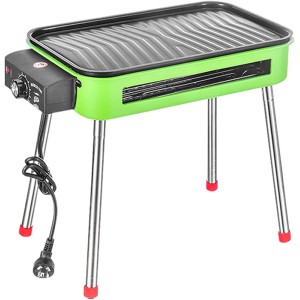 Support De Barbecue Garbecue en carbone électrique en plein air intérieur barbecue électrique barbecue sans fumée avec cuisses 1800W thermostat réglable plaques lavables amovibles 18,5 x 9,8 vert - BH9KNAPFV