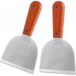 Lot de 2 spatules inclinées en acier inoxydable avec manche en bois et lame droite - B92H1EHUM