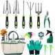 JelyArt Ensemble d'outils de jardinage Cadeau de jardinage Sac de rangement pour outils de jardin 22 pièces Kit de jardinage avec poignée en silicone antidérapante - B5K87QSCE