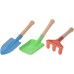 MTSH Kit d'outils de jardinage pour enfant 3 pièces truelle pelle râteau métal avec manche en bois outils de jardinage Couleurs vives - BENAVGFTI