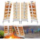 YRhome Lot de 4 planches à saumon flammé avec support en bois épais pour griller planches à saumon en acier inoxydable solide et robuste angle d'inclinaison à 5 niveaux pour brasero - BHHQBJZTR