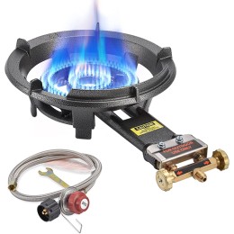 ARC – Brûleur à propane extérieur brûleur à propane unique brûleur portable en fonte avec régulateur réglable CSA de 0 à 20 psi et tuyau en acier inoxydable parfait pour brûleur de wok d'extérieur - BMMWAXABV