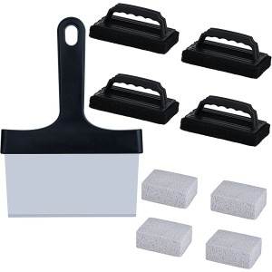 NEWANOVI Kit de nettoyage polyvalent pour plaque de cuisson kit d'outils de nettoyage pour surfaces chaudes ou froides raclette briques de nettoyage brosses de nettoyage 9 pièces - B724ADIAY