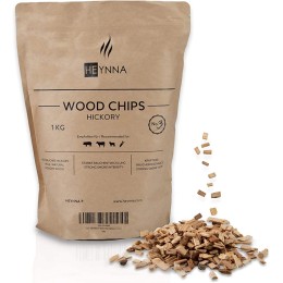 HEYNNA® Premium Chips de Fumage en Hickory Sac de 1kg 100% Bois de Hickory Naturel copeaux de Fumage pour Un goût fumé Fort - B688JKIYN