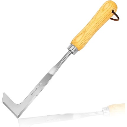 KLDOLLAR Outil de désherbage en forme de L avec lame tranchante et poignée ergonomique en bois spatule d'extraction de trottoir désherbeur manuel pour pelouse outils de jardin pour désherbage - BQB38XFRP